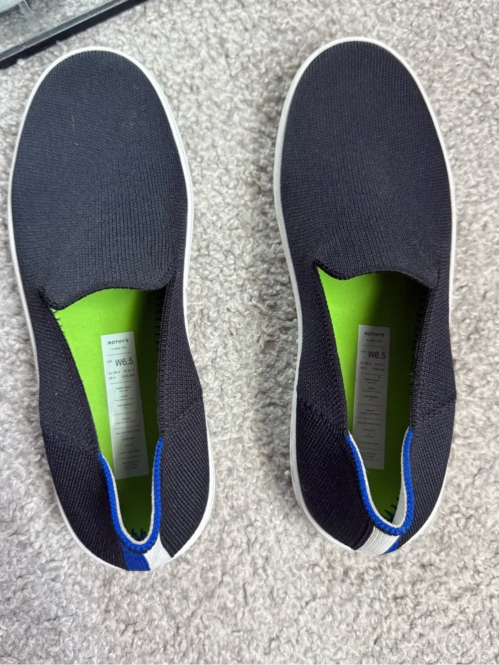 Black rothy shoes 6.5